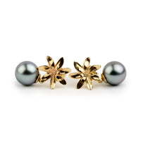Tiaré 14K Gold Tahitian Pearl Dangle Earrings