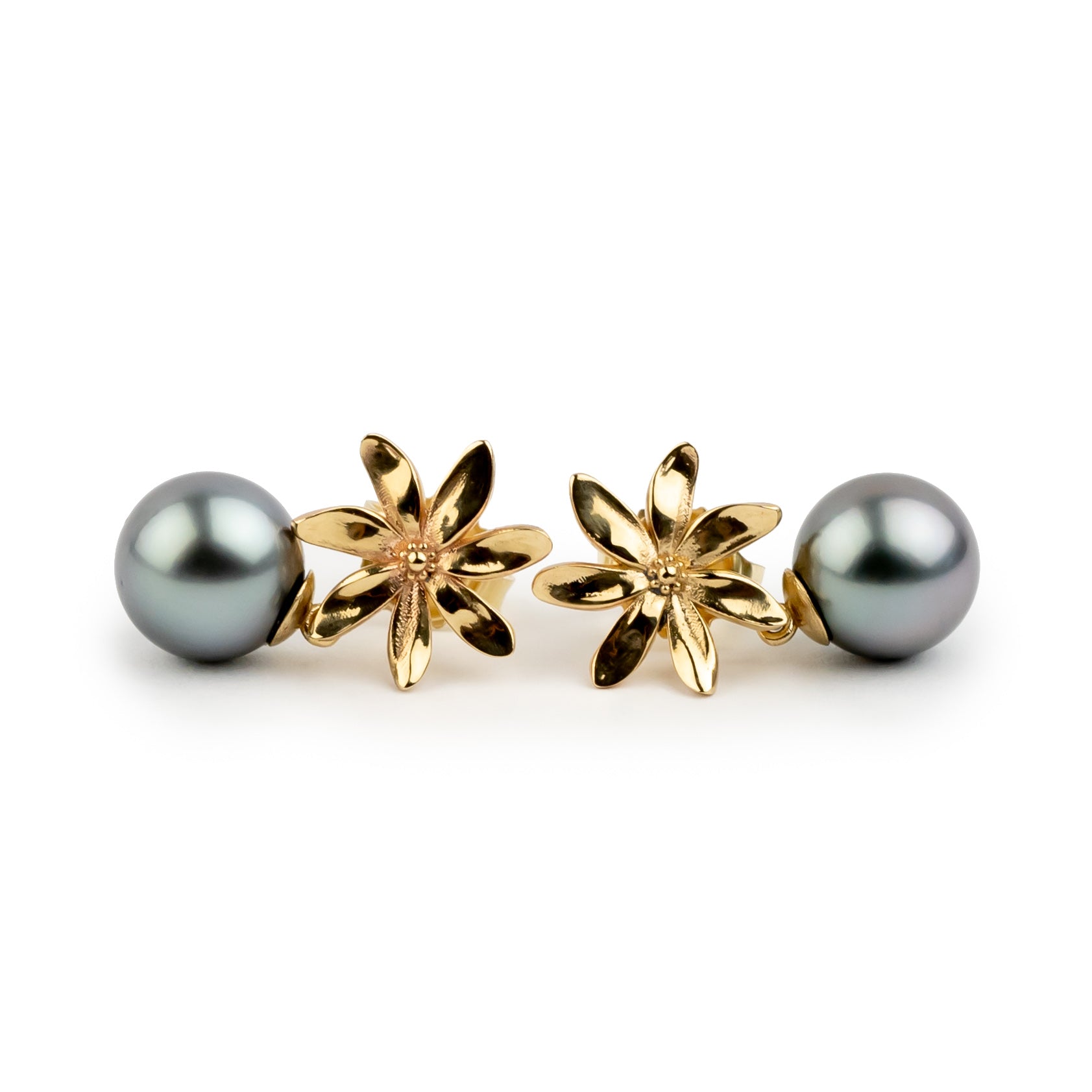 Tiaré 14K Gold Tahitian Pearl Dangle Earrings