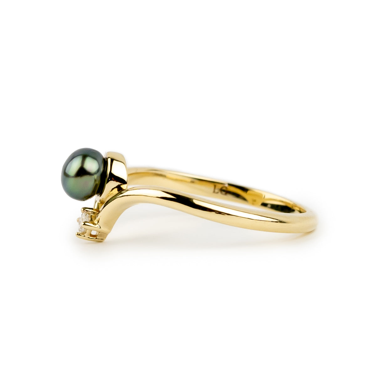 Tahitian Keshi Pearl & Diamond Sunrise Ring