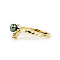 Tahitian Keshi Pearl & Diamond Sunrise Ring