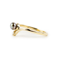 Tahitian Keshi Pearl & Diamond Sunrise Ring