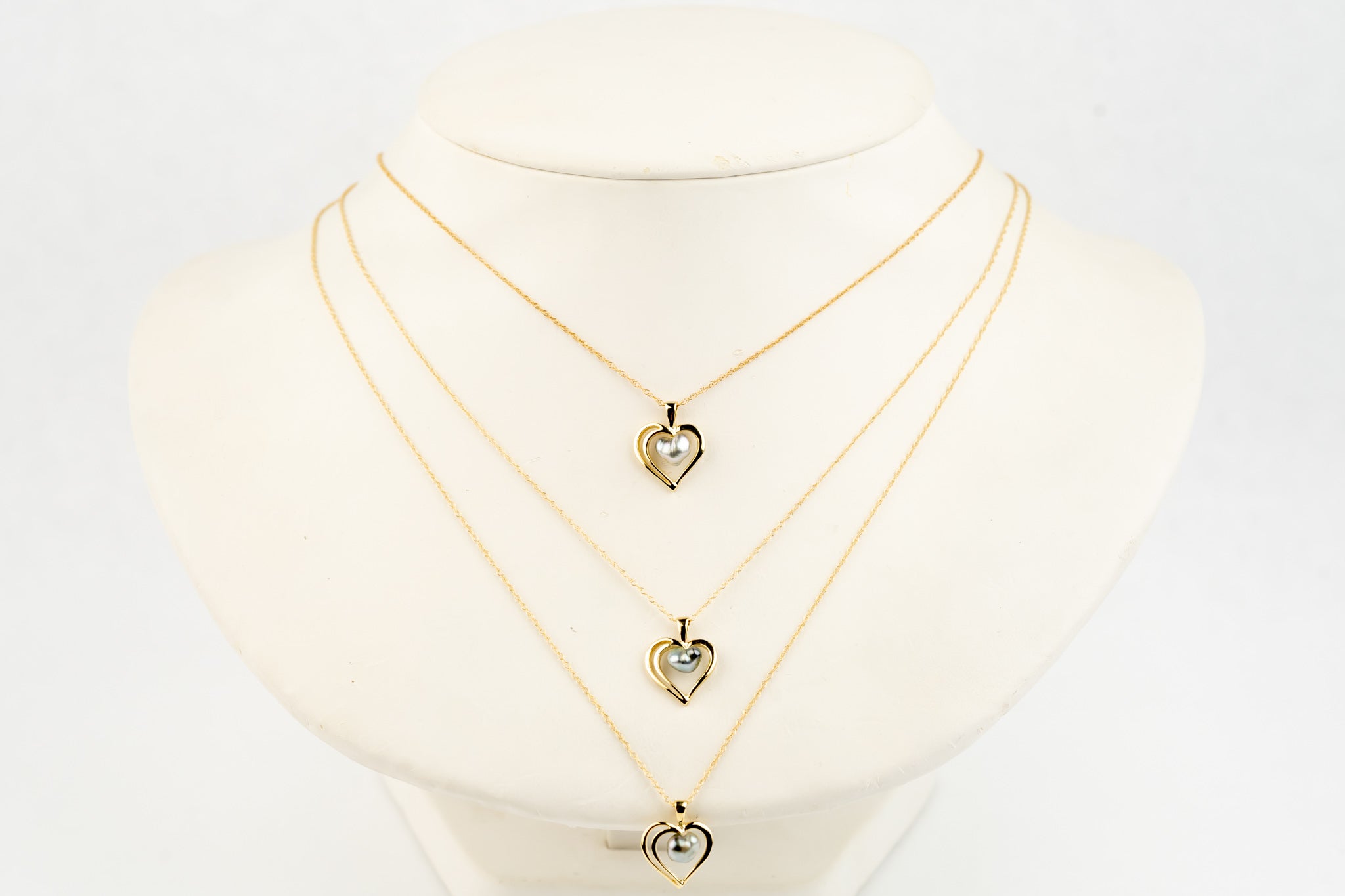 Gold Heart Tahitian Pearl Keshi Necklace