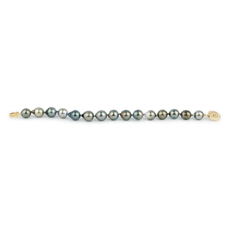 Multi- Blue-Green 9.2-9.9mm Tahitian Pearl Bracelet