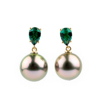 Tahitian Pearl & Emerald Sirène Earrings