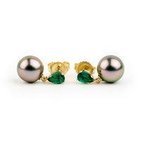 Tahitian Pearl & Emerald Sirène Earrings