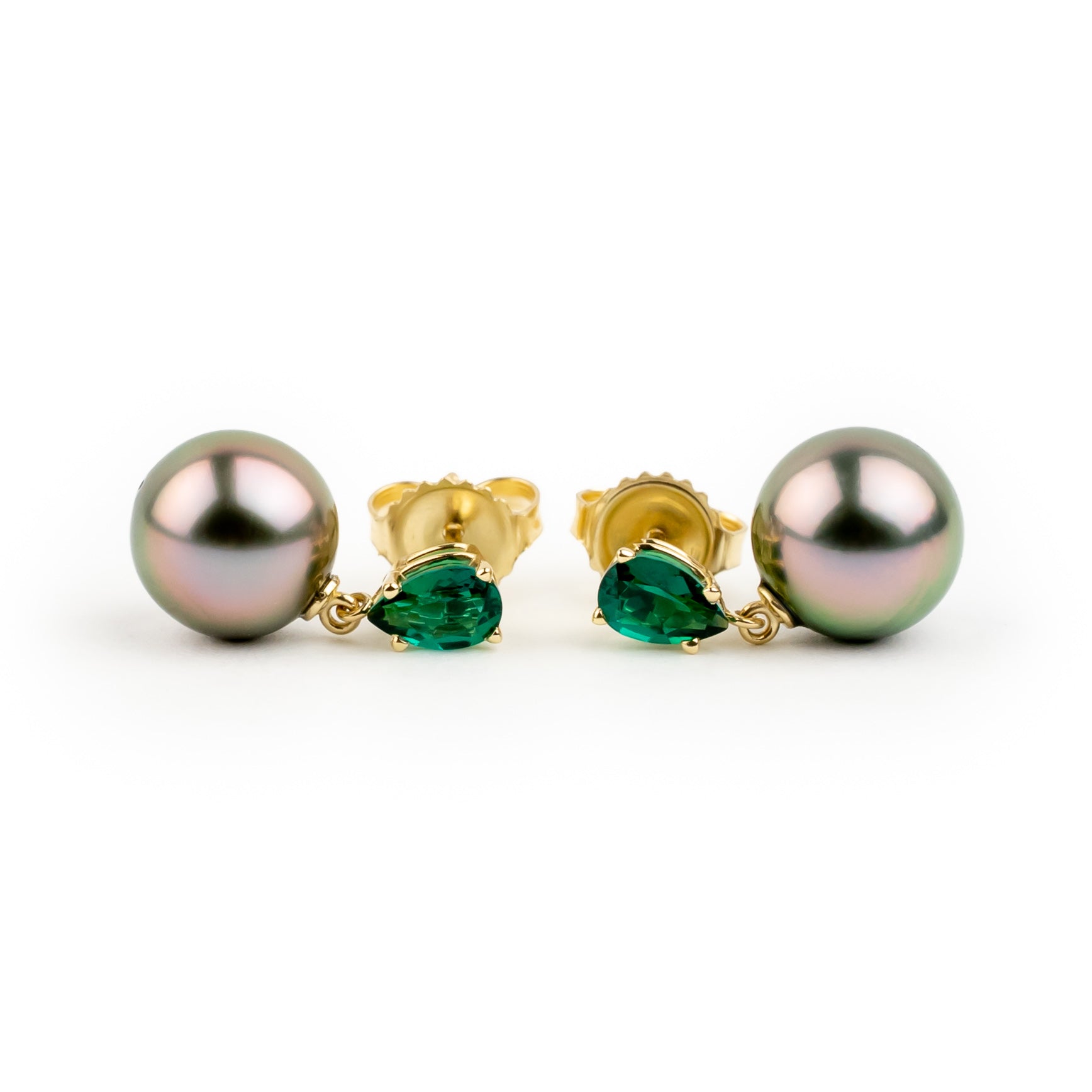 Tahitian Pearl & Emerald Sirène Earrings