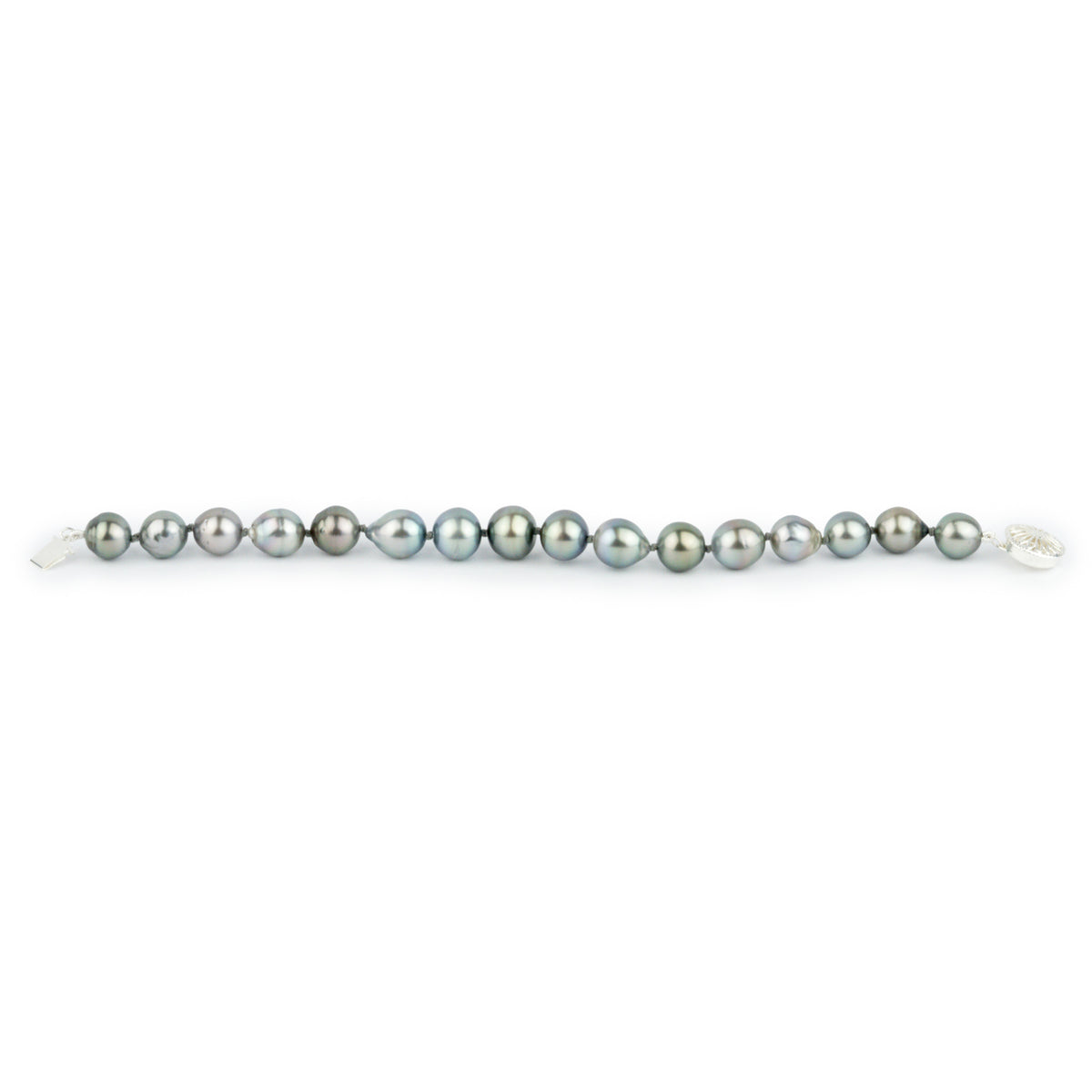 Light Silvery Blue 9.2-10.6mm Tahitian Pearl Bracelet