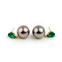 Tahitian Pearl & Emerald Sirène Earrings