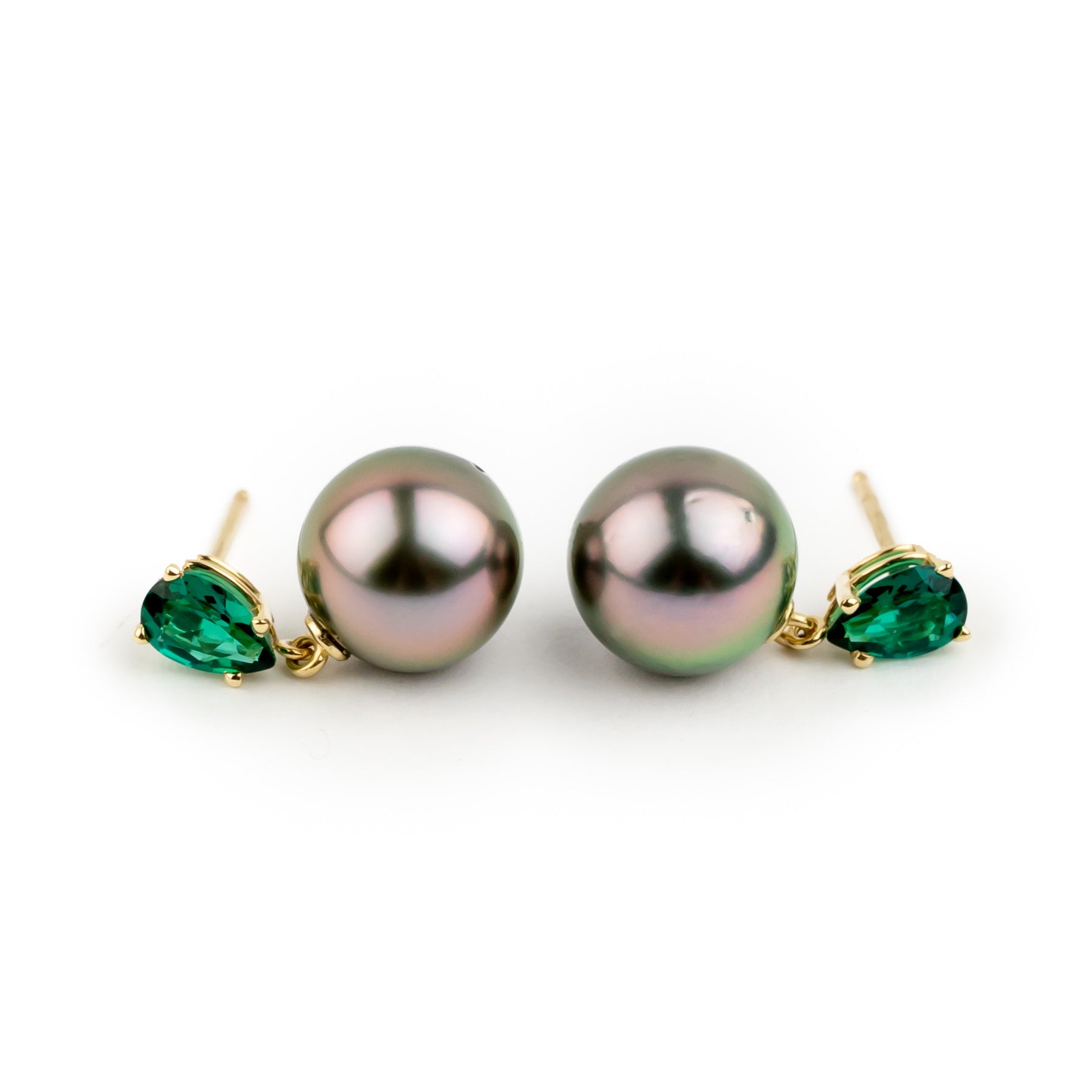 Tahitian Pearl & Emerald Sirène Earrings