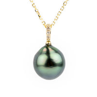 Deep Waves Tahitian Pearl & Diamond Éclat Necklace on 14KYG