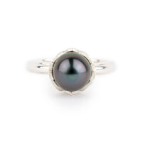 Plum Peacock Rose Bud Tahitian Pearl Ring