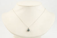 Lilac Blue Tahitian Silvery Pearl & Diamond Éclat Necklace on 14KWG