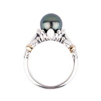 Glowing Green Acropora Tahitian Pearl Ring