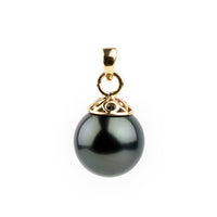 Darkest Blue 10.2mm Tahitian Pearl Filigree Pendant