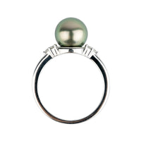 Tahitian Pearl & Diamond Toru Ring on 14K White Gold