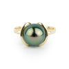 Peacock Green Tahitian Pearl Petal Ring