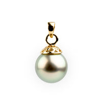 Pale Seafoam 9.8mm Tahitian Pearl Filigree Pendant