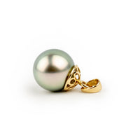 Pale Seafoam 9.8mm Tahitian Pearl Filigree Pendant