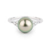 Tahitian Pearl & Diamond Toru Ring on 14K White Gold