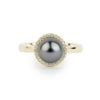 Custom Tahitian Pearl & Diamond Halo Ring Sizes 5 to 9