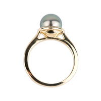 Custom Tahitian Pearl & Diamond Halo Ring Sizes 5 to 9