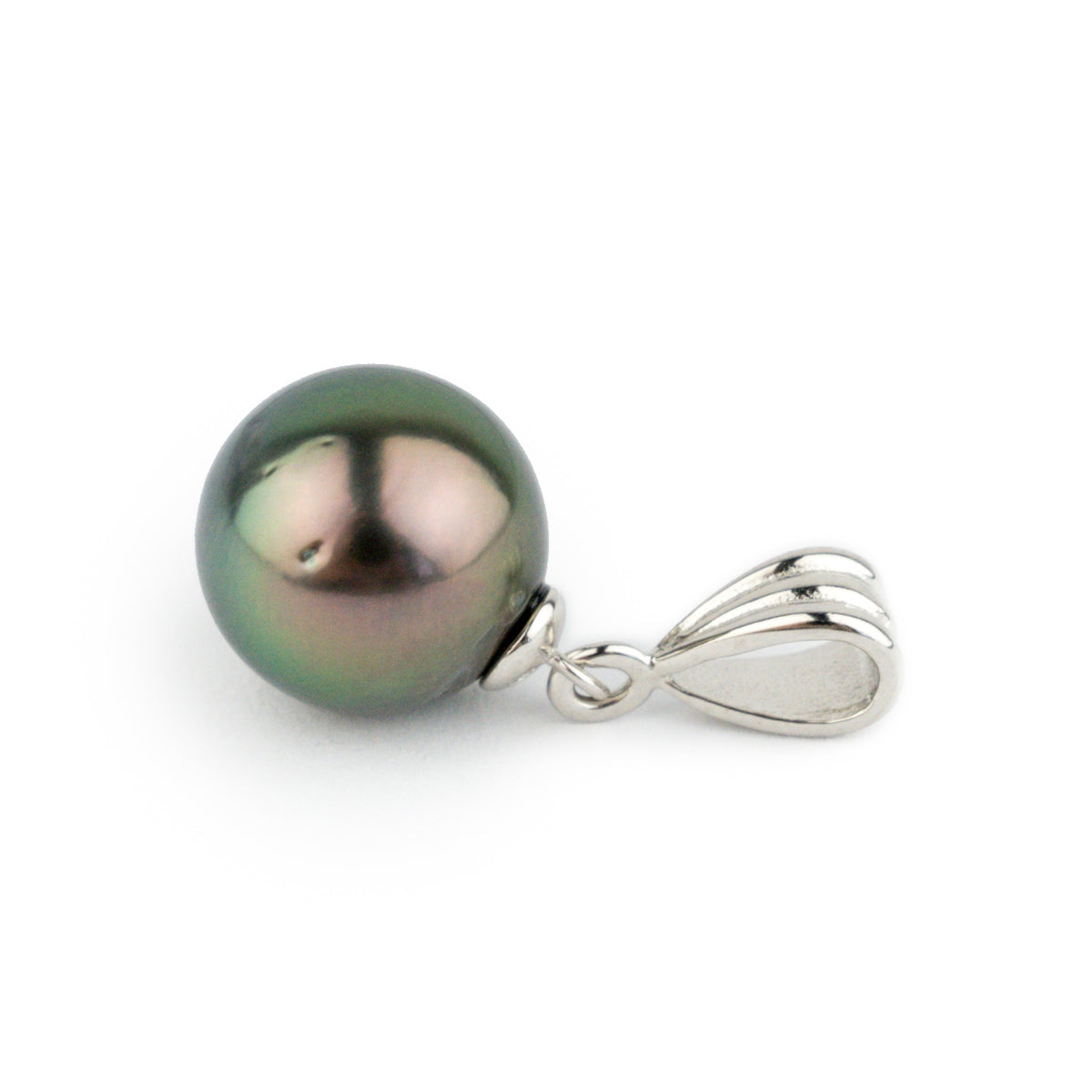 Aubergine Peacock 10mm Tahitian Pearl Pendant on Sterling Silver