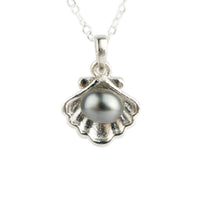 Tahitian Keshi Pearl Sterling Silver Seashell Necklace