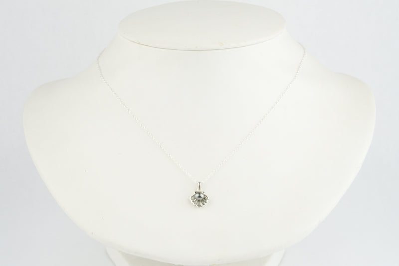 Tahitian Keshi Pearl Sterling Silver Seashell Necklace