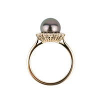 Custom Tahitian Pearl & Diamond Soleil Ring Sizes 6 to 9