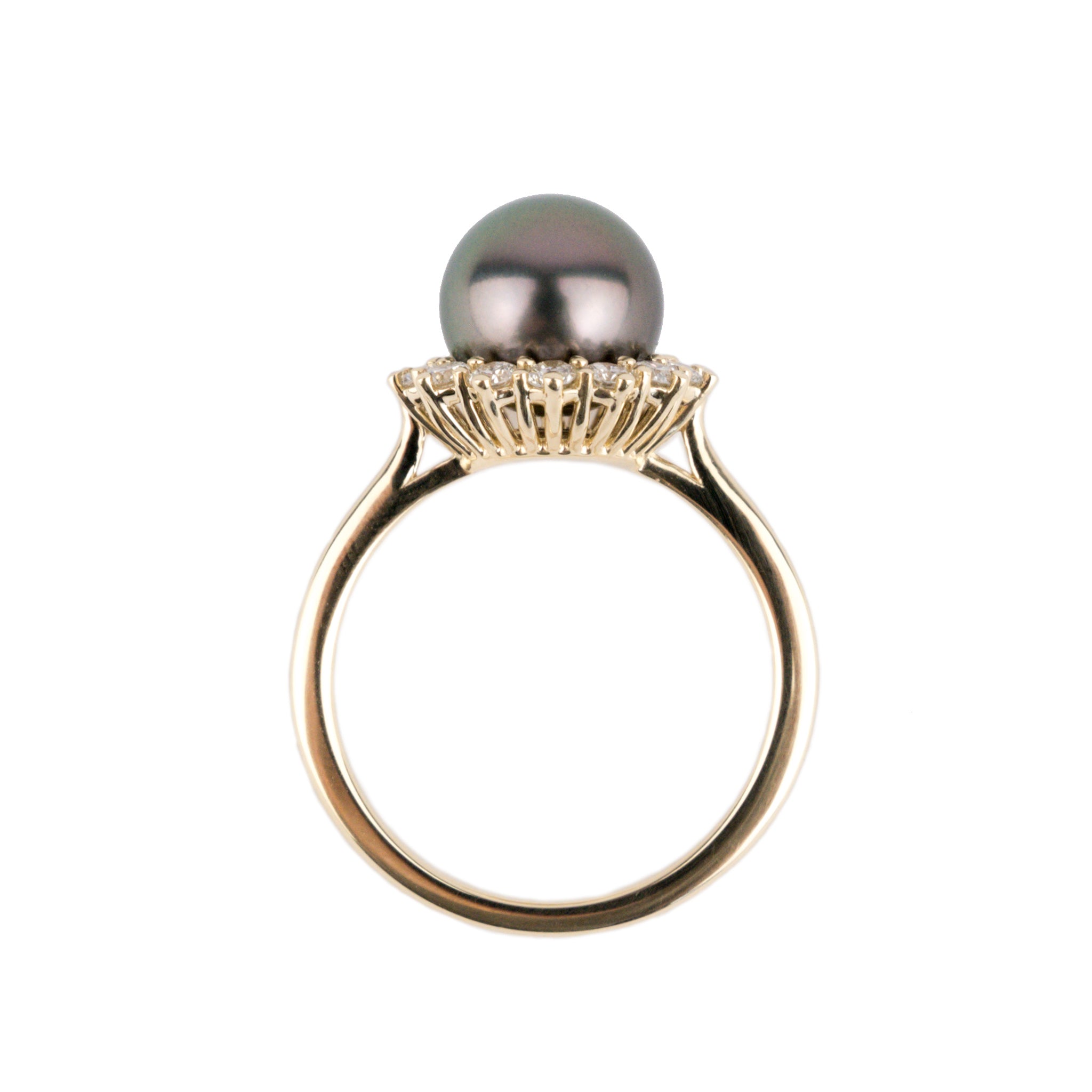 Custom Tahitian Pearl & Diamond Soleil Ring Sizes 6 to 9