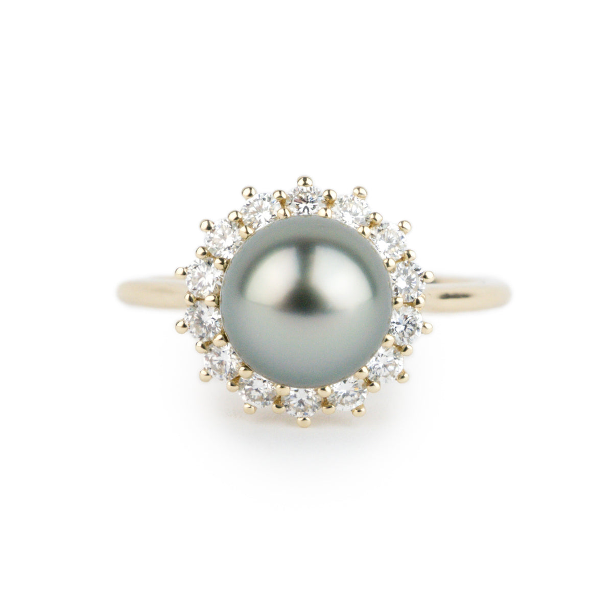 Custom Tahitian Pearl & Diamond Soleil Ring Sizes 6 to 9