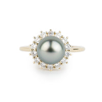 Custom Tahitian Pearl & Diamond Soleil Ring Sizes 6 to 9