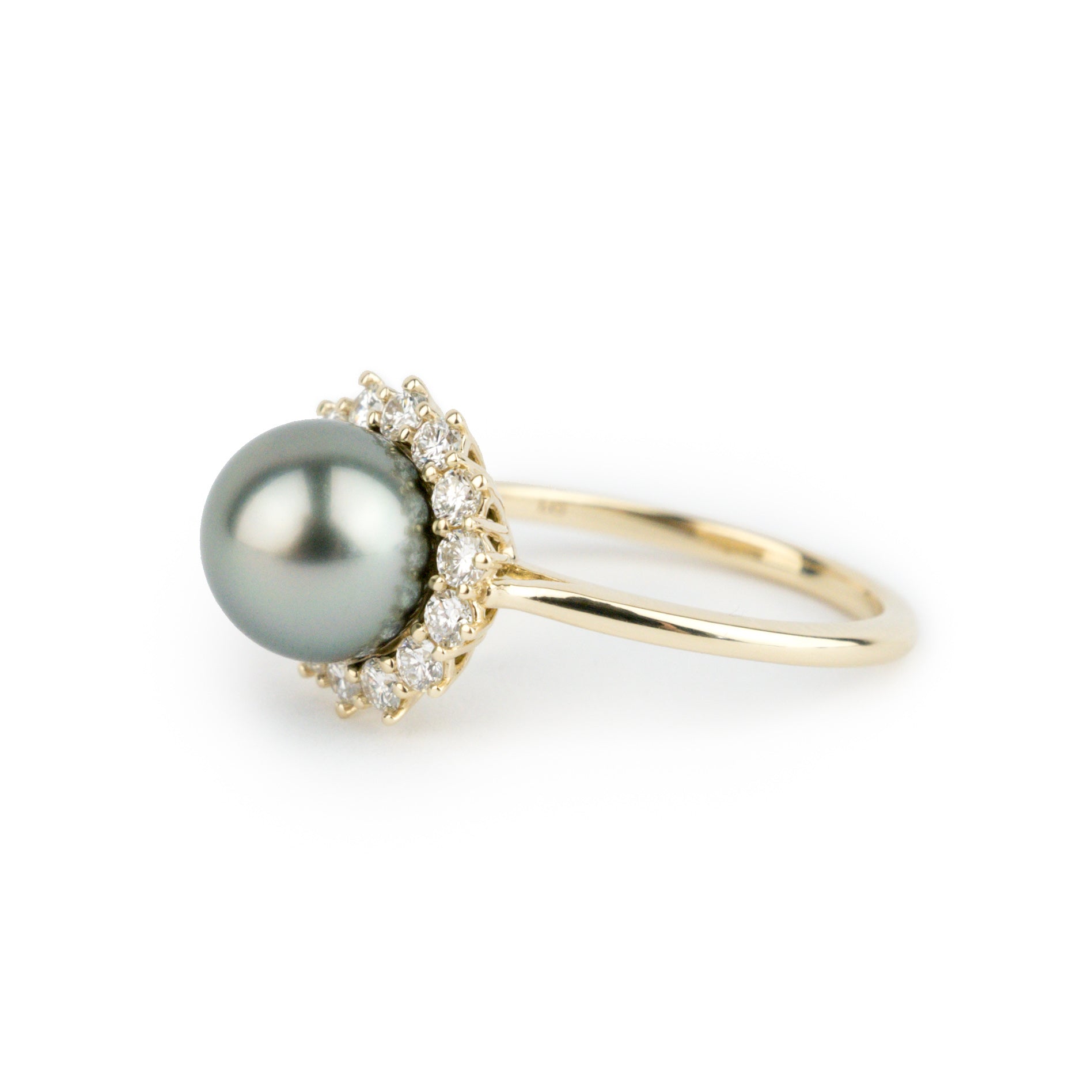 Custom Tahitian Pearl & Diamond Soleil Ring Sizes 6 to 9