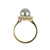 Custom Tahitian Pearl & Diamond Soleil Ring Sizes 6 to 9