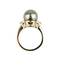 Custom Tahitian Pearl & Diamond Bisou Ring Sizes 5 to 9