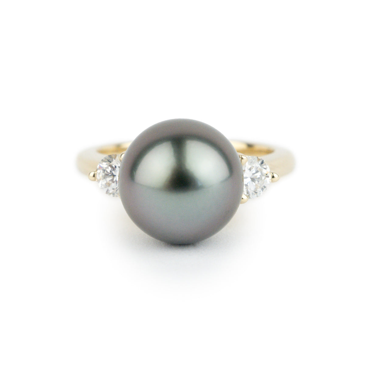 Custom Tahitian Pearl & Diamond Bisou Ring Sizes 5 to 9