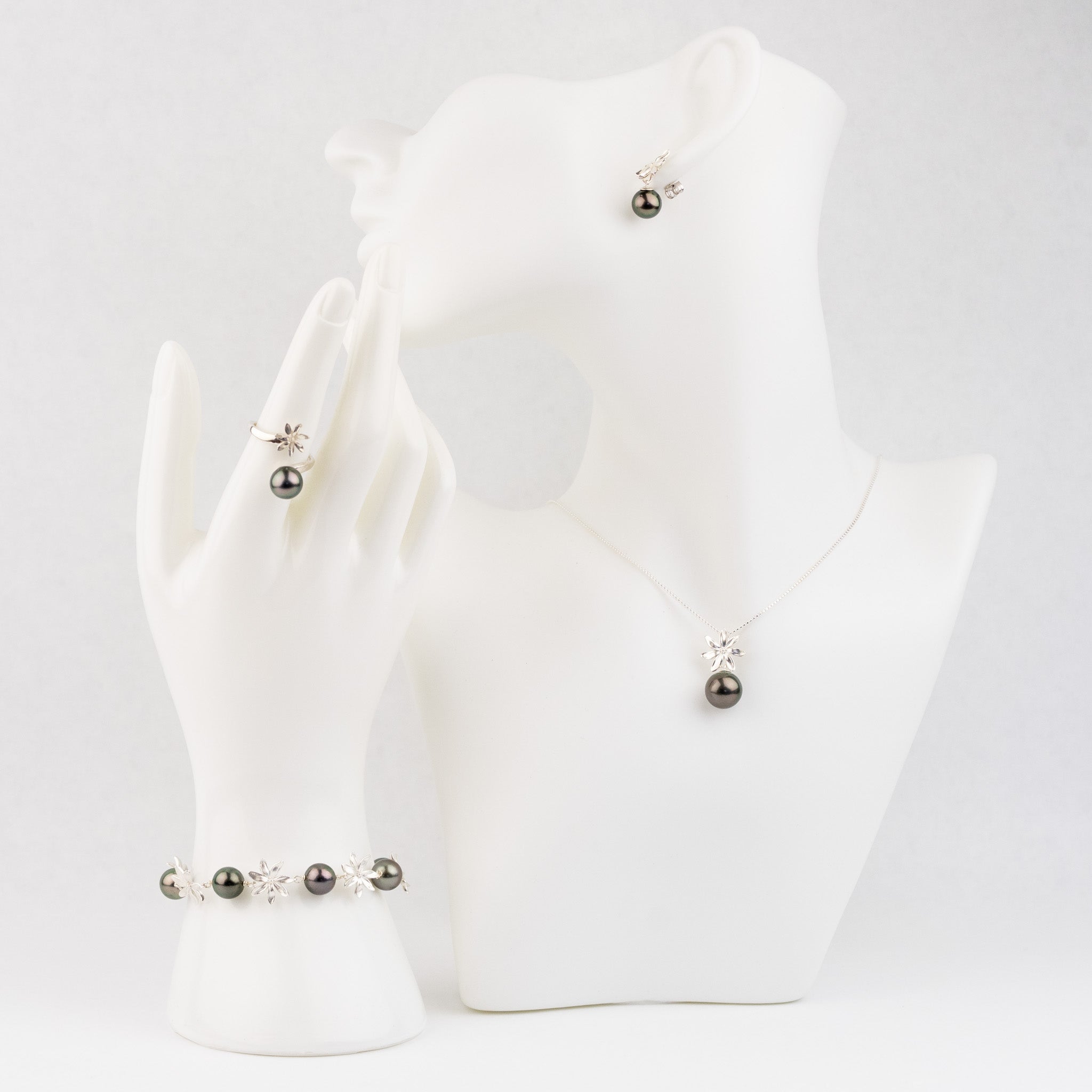 Tiaré Pink-Green Matched Set on Sterling Silver