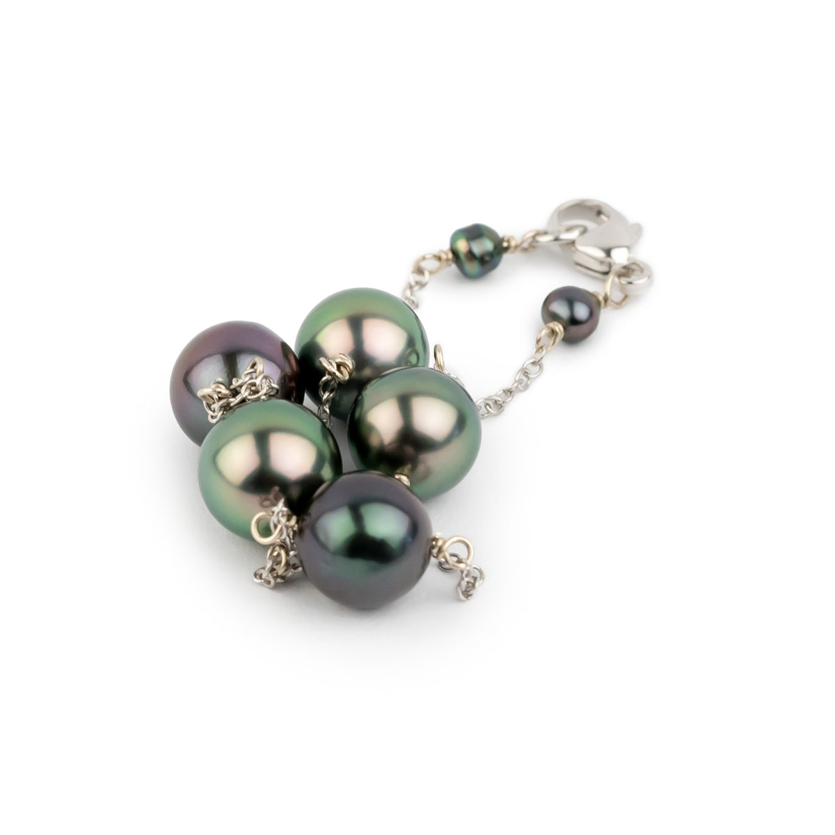 Lilac Flower Tahitian Pearl Tin Cup Bracelet on 14k White Gold