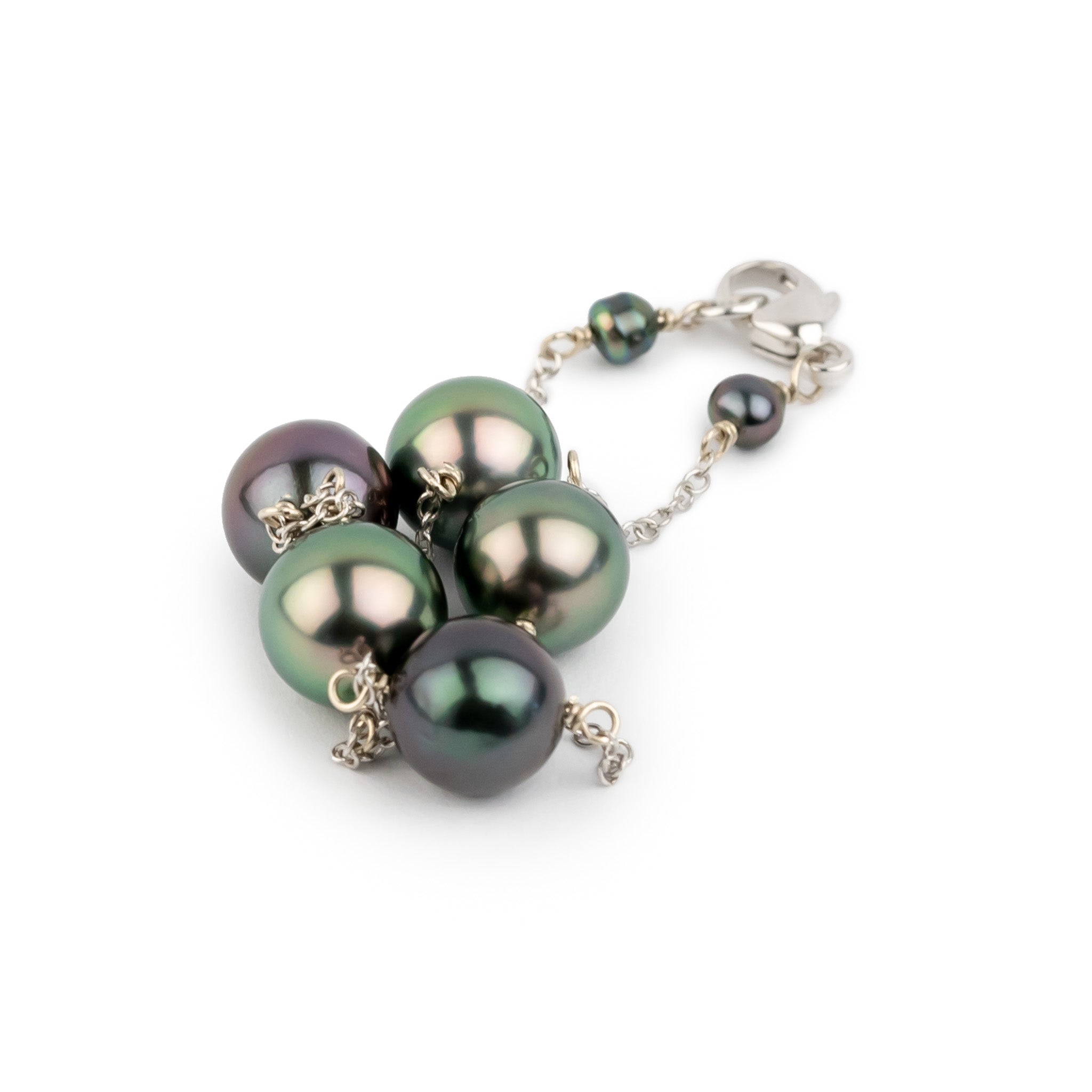 Lilac Flower Tahitian Pearl Tin Cup Bracelet on 14k White Gold