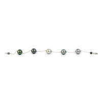 Dusky Lavender Green Baroque Tahitian Pearl Tin Cup Bracelet on 14k White Gold