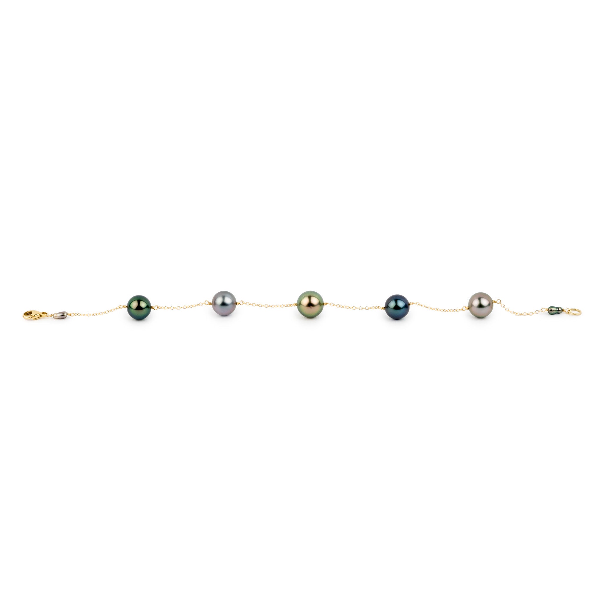 Twilit Garden Tahitian Pearl Tin Cup Bracelet on 14K Yellow Gold