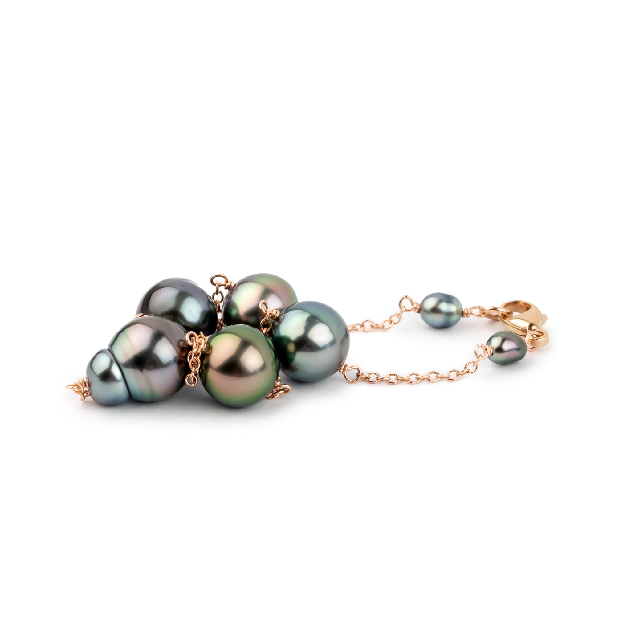Technicolor Baroque Tahitian Pearl Tin Cup Bracelet on 14K Rose Gold