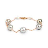 Sunrise Skies Tahitian Pearl Tin Cup Bracelet on 14K Rose Gold