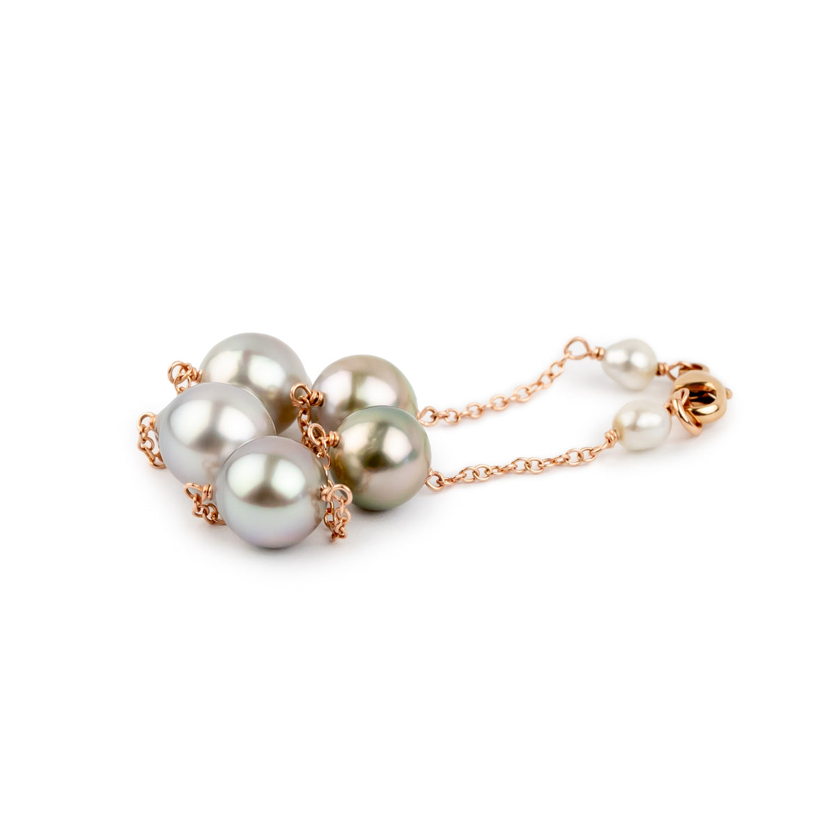 Sunrise Skies Tahitian Pearl Tin Cup Bracelet on 14K Rose Gold