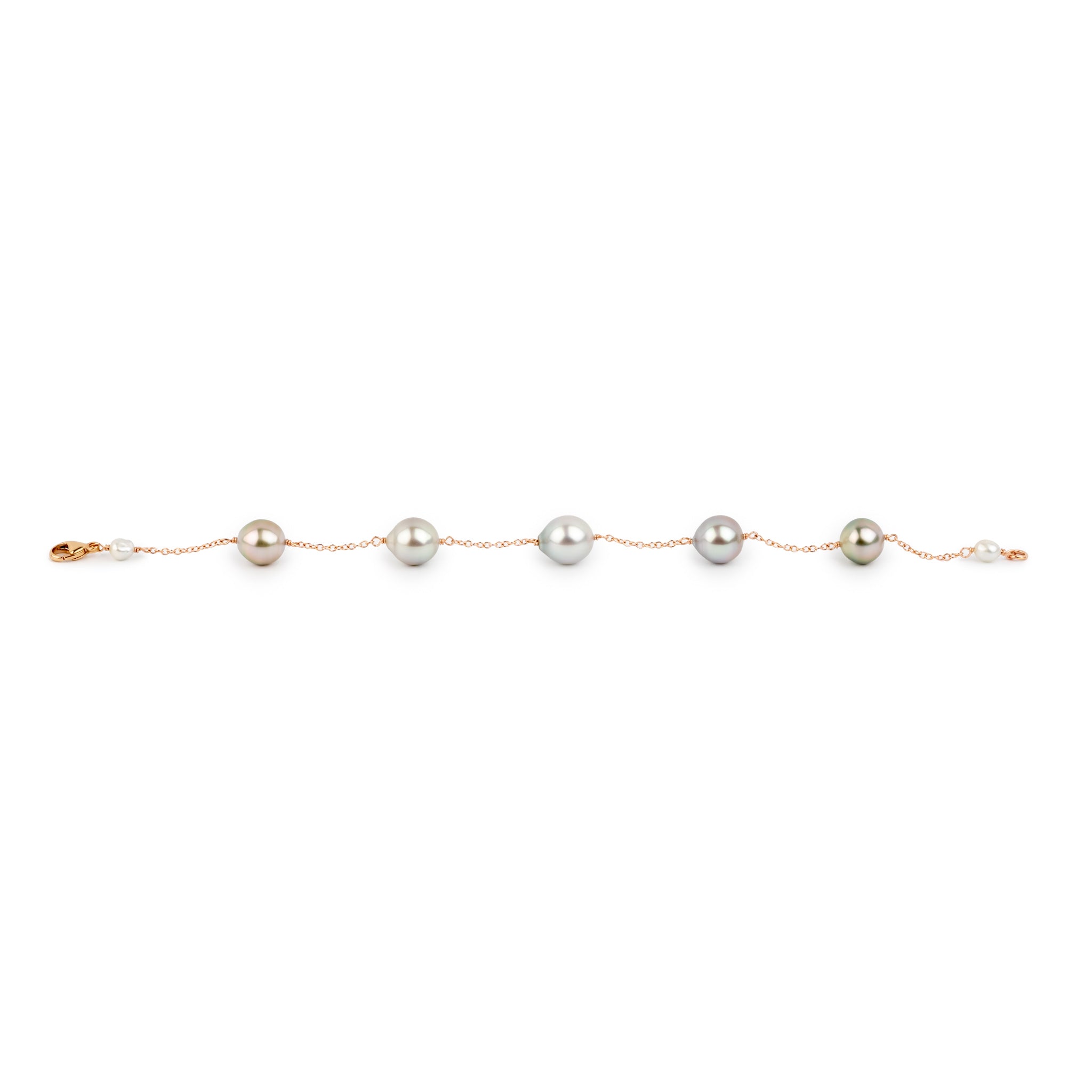 Sunrise Skies Tahitian Pearl Tin Cup Bracelet on 14K Rose Gold