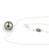 Peacock Green 9.8mm Tahitian Pearl Solitaire Necklace on Sterling Silver
