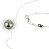 Peacock Green 9.8mm Tahitian Pearl Solitaire Necklace on Sterling Silver