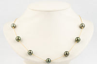 Golden Greens Tin-Cup Tahitian Pearl Necklace on 14/20 Gold Filled