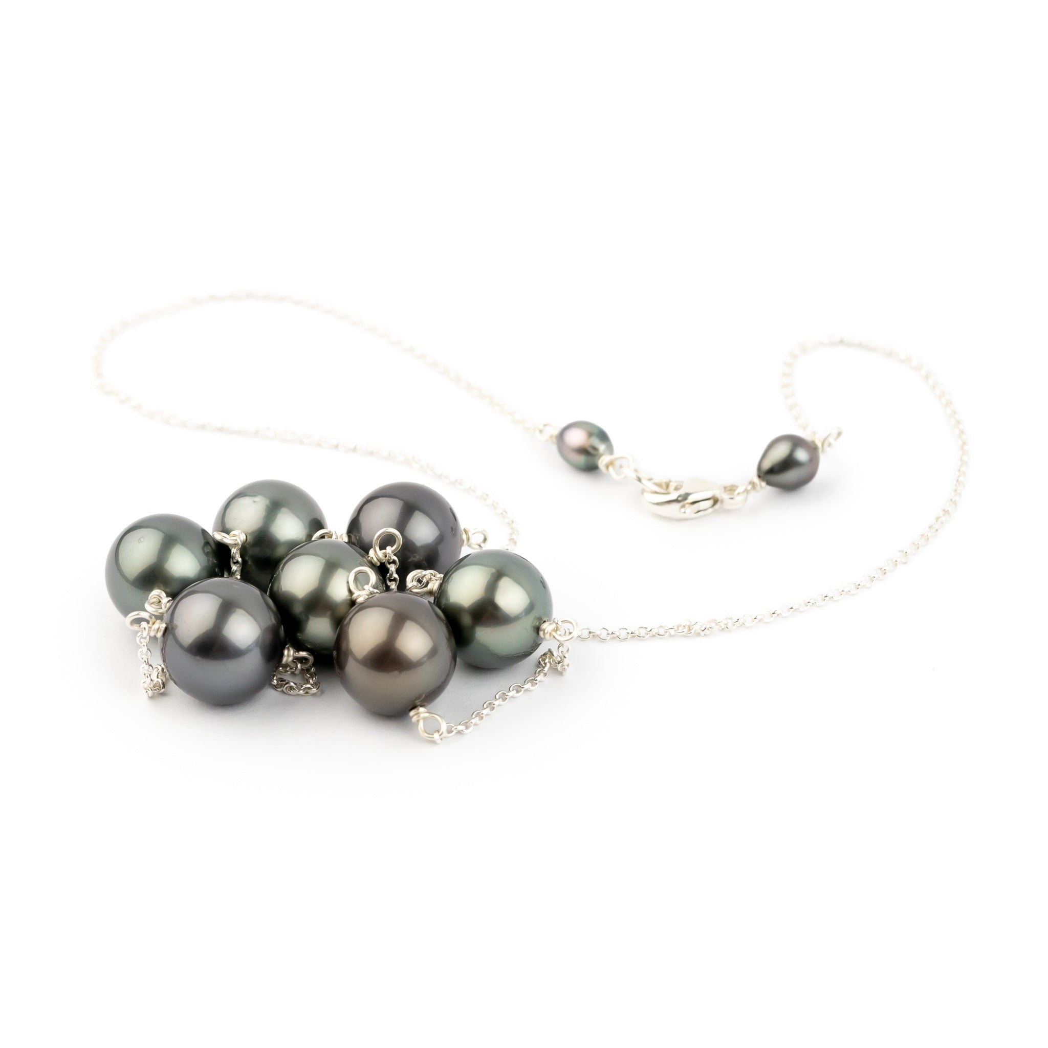 Moody Hues Tin-Cup Tahitian Pearl Necklace on Sterling Silver