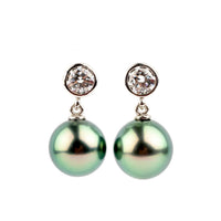 Tahitian Pearl & Diamond Nova Earrings on 14K White Gold